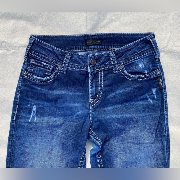 Silver Jeans Women's Suki Straight Denim Jeans Distressed Western 29x34 - Picture 5 of 7
